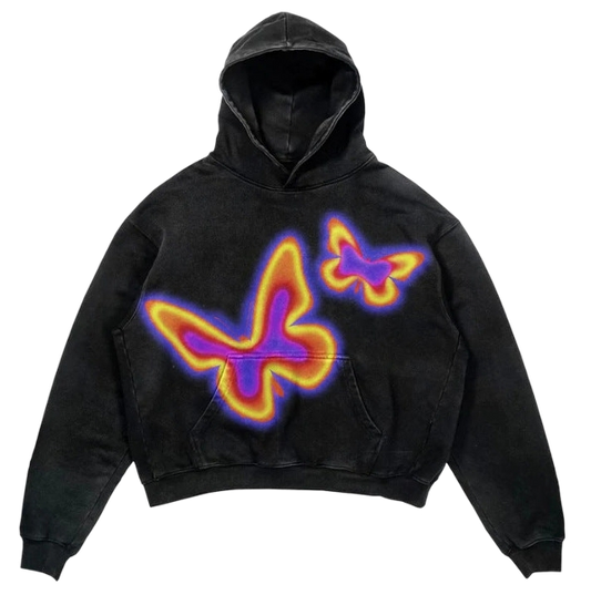 Polychromatic Butterfly Hoodie - Oversized Streetwear | Colorful Design - Radiant Graphics 