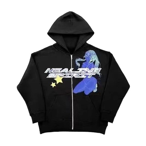 Healing Spirit Zip Hoodie - Oversized Streetwear | Premium Zipper - Radiant Graphics 
