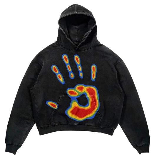 Thermal Hand Graphic Hoodie - Oversized Streetwear | Unique Design - Radiant Graphics 