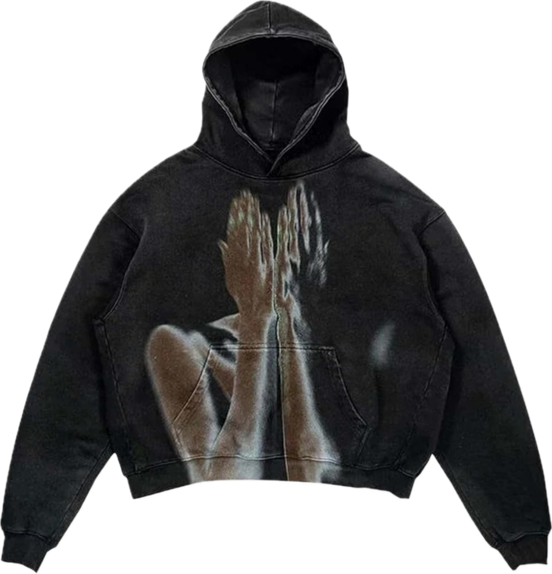 Fading Hands Graphic Hoodie - Oversized Streetwear | Vintage Fade - Radiant Graphics 