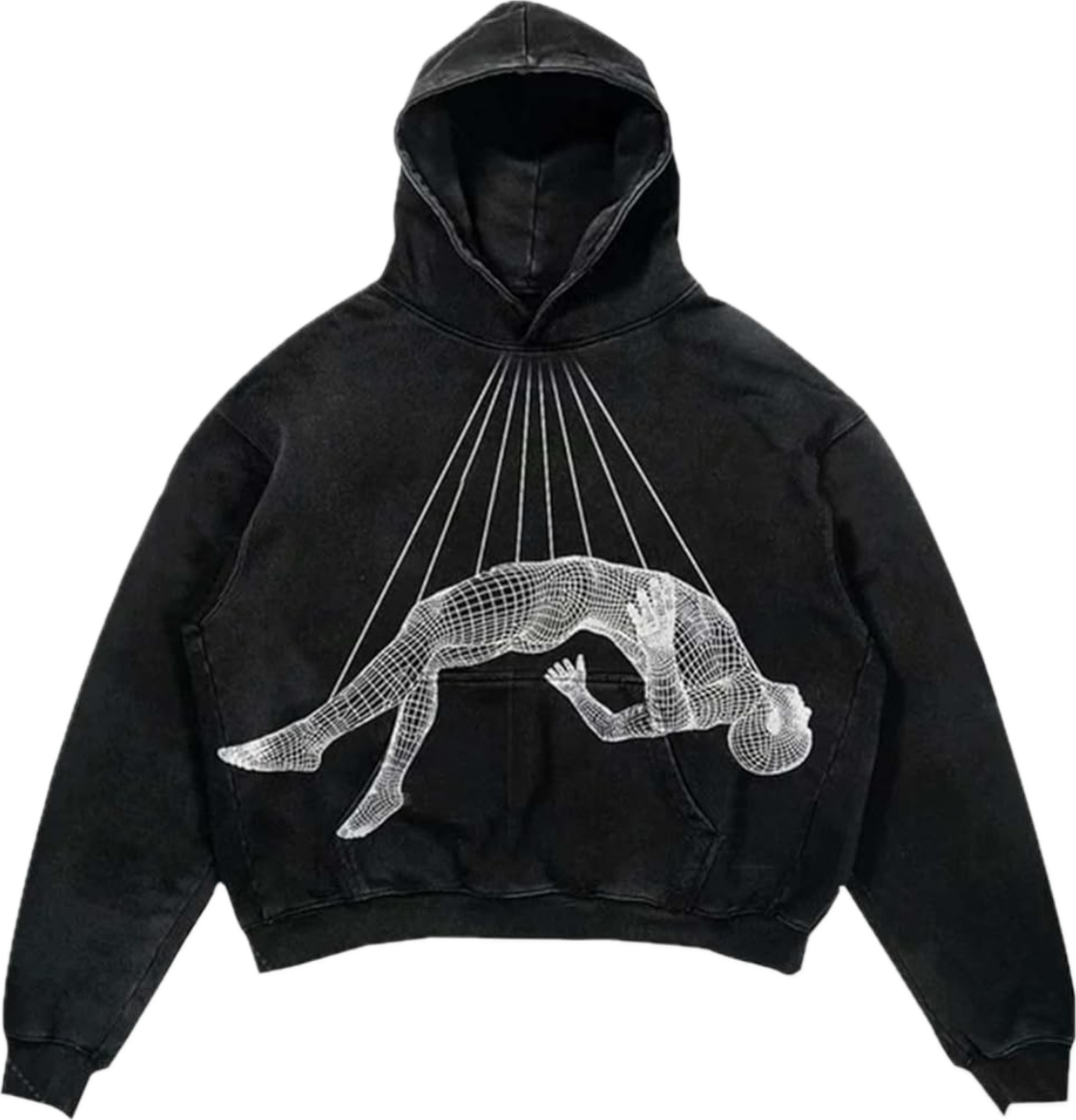 Human String Graphic Hoodie - Oversized Streetwear | Bold Statement - Radiant Graphics 