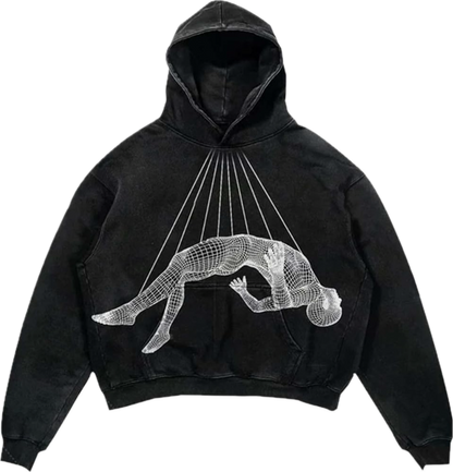 Human String Graphic Hoodie - Oversized Streetwear | Bold Statement - Radiant Graphics 