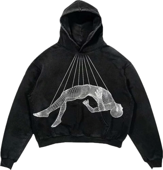 Human String Graphic Hoodie - Oversized Streetwear | Bold Statement - Radiant Graphics 