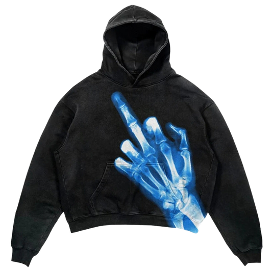 Middle Finger Graphic Hoodie - Oversized Streetwear | Rebellious Style - Radiant Graphics 