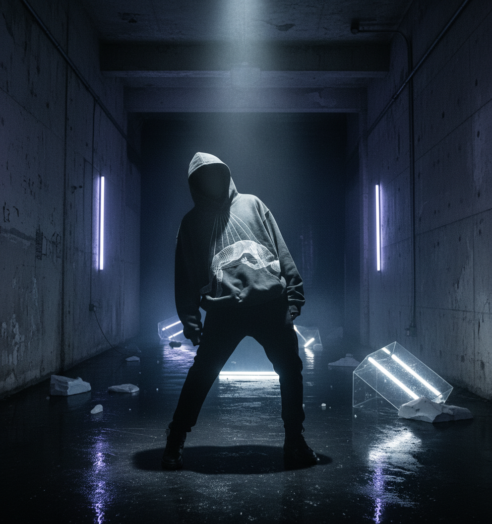 Humsn String Human String Hoodie | Oversized 3D Wireframe Streetwear – Radiant Graphics